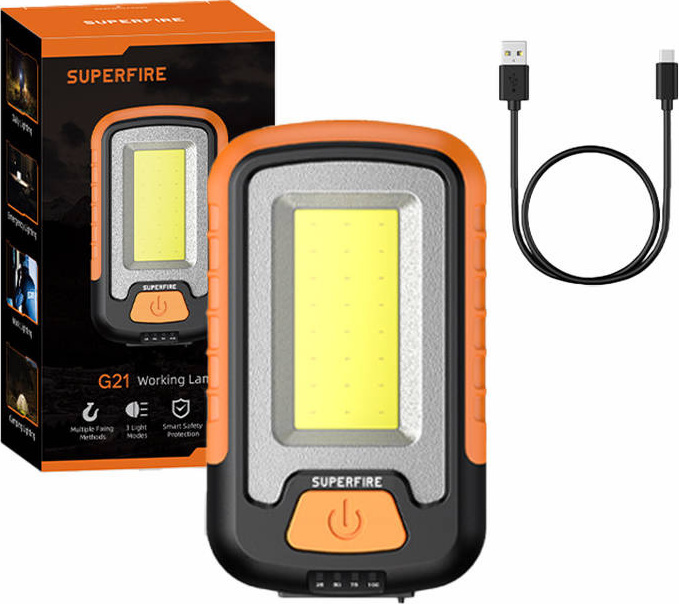 Dílenská svítilna Superfire G21, 650lm, USB
