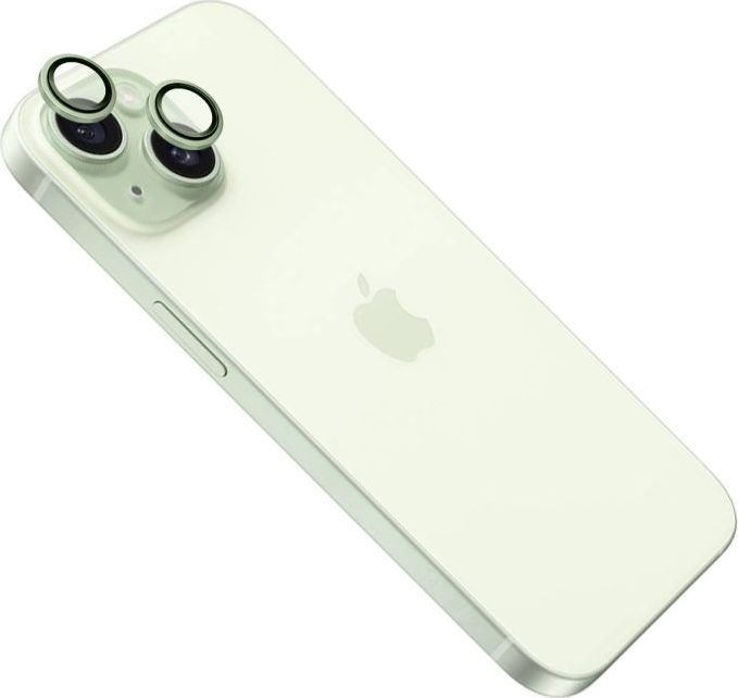 Ochranná skla čoček fotoaparátů FIXED Camera Glass pro Apple iPhone 15/15 Plus, světle zelená
