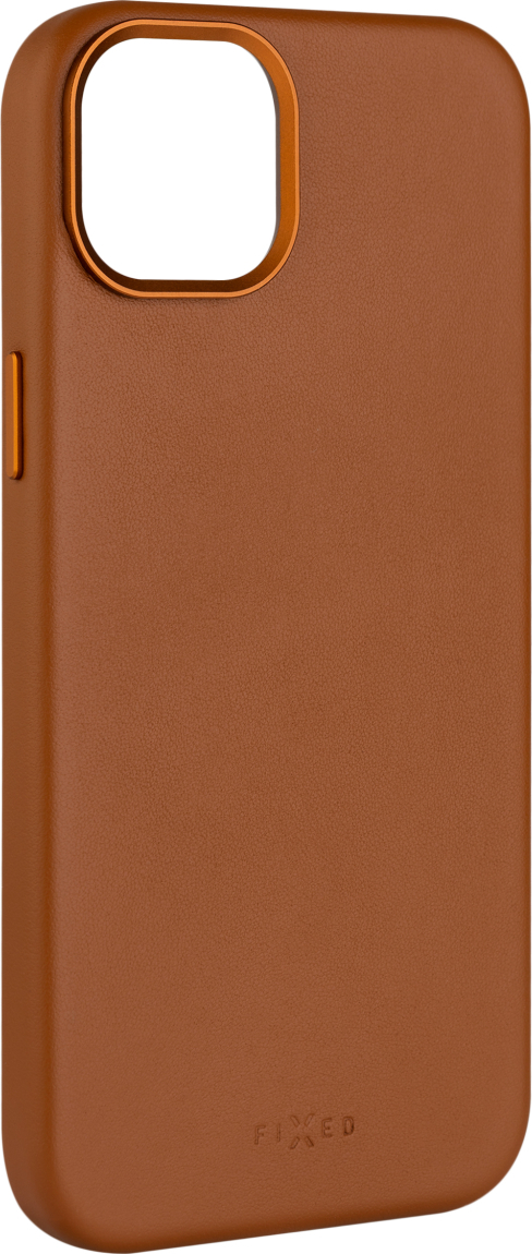 Kožený zadní kryt FIXED MagLeather s podporou MagSafe pro Apple iPhone 15 Plus, hnědý