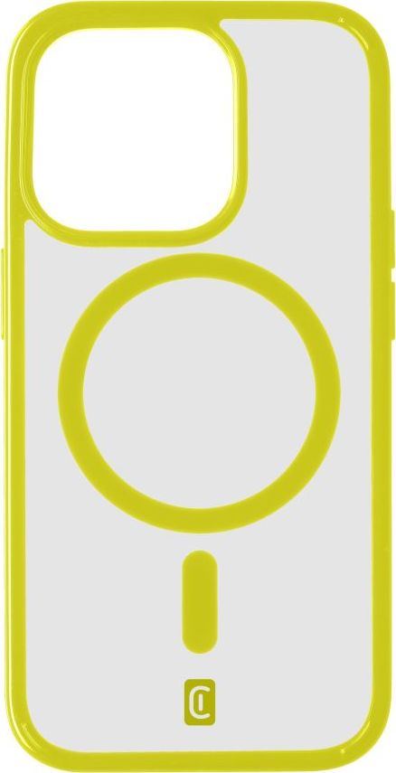 Zadní kryt Cellularline Pop Mag s podporou Magsafe pro Apple iPhone 15 Pro, čirý / limetkový