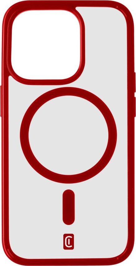 Zadní kryt Cellularline Pop Mag s podporou Magsafe pro Apple iPhone 15 Pro Max, čirý / červený