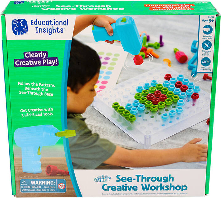 Hračka Learning Resources EI-4114 vrtačka/šroubovák se stavebnicí (průhledná).