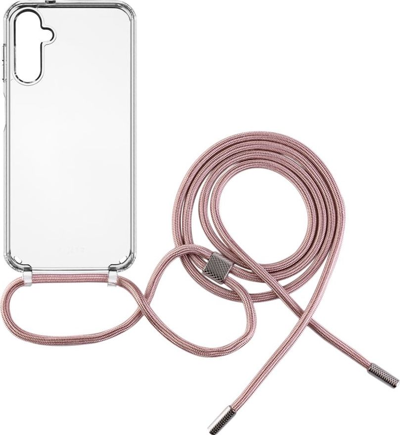 Pouzdro FIXED Pure Neck s růžovou šňůrkou na krk pro Samsung Galaxy A14/A14 5G