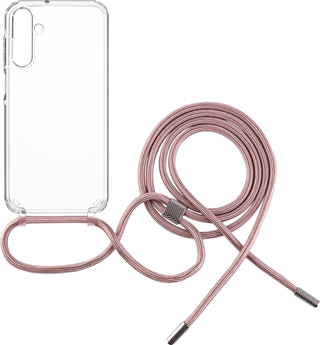 Pouzdro FIXED Pure Neck s růžovou šňůrkou na krk pro Samsung Galaxy A15/A15 5G