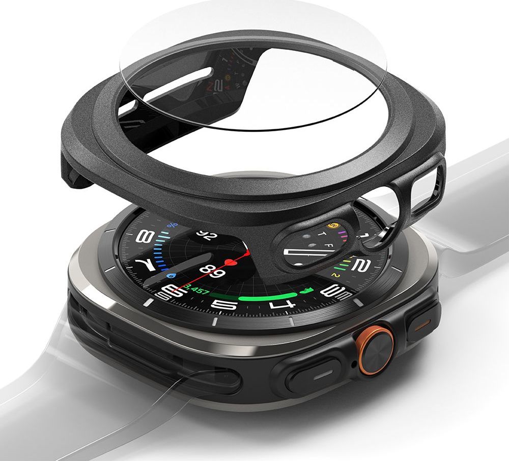 RINGKE SLIM & TEMPERED GLASS SAMSUNG GALAXY WATCH ULTRA 2024 / 2025 (47 MM) TITANIUM BLACK