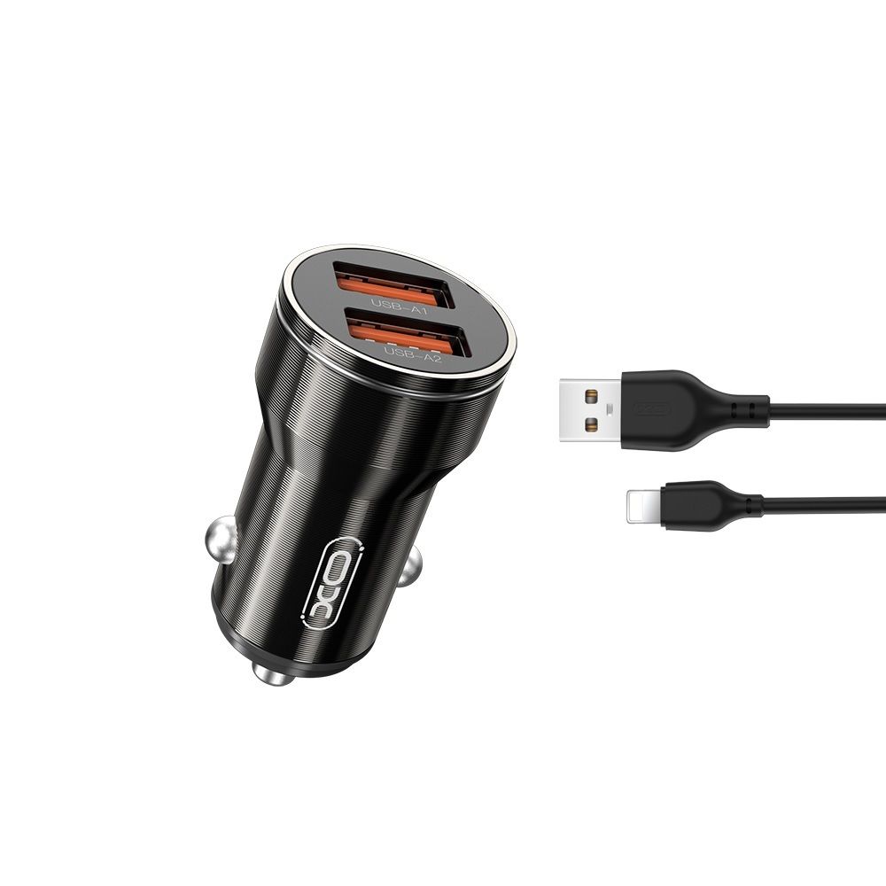 Nabíječka do auta XO CC48 12W 2X USB + Kabel USB - Lightning
