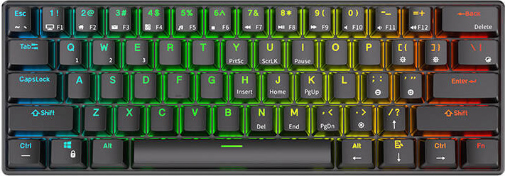 Mechanická klávesnice Royal Kludge RK61 RGB, hnědé spínače (černá) anglická