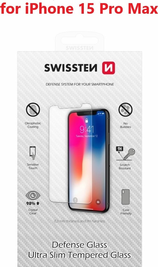 OCHRANNÉ TEMPEROVANÉ SKLO SWISSTEN PRO APPLE IPHONE 15 PRO MAX RE 2,5D