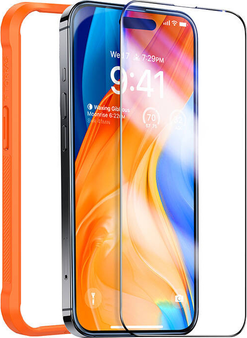 Tvrzené sklo pro iPhone 15 Torras InstaII Master s instalační sadou