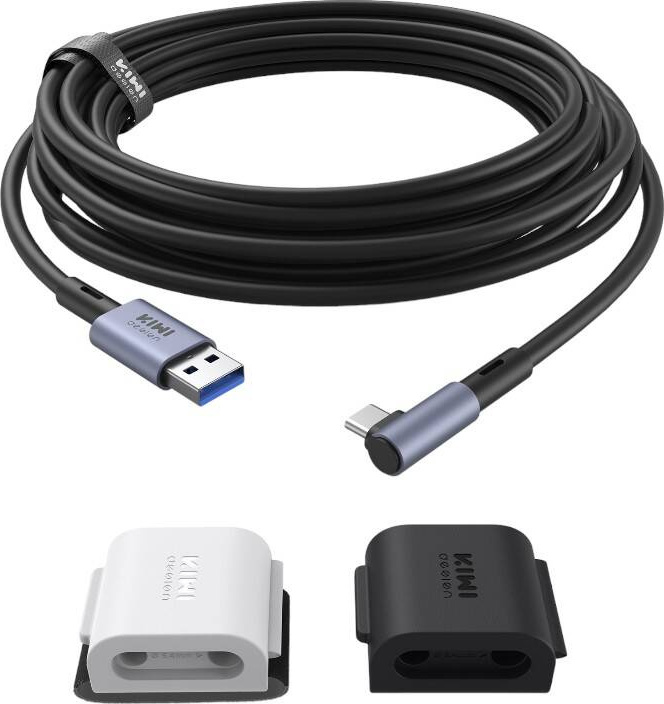 5M propojovací kabel s kabelovou sponou Kiwi Design QL105 pro Meta Quest 2 / 3 / PRO a Pico 4 Black
