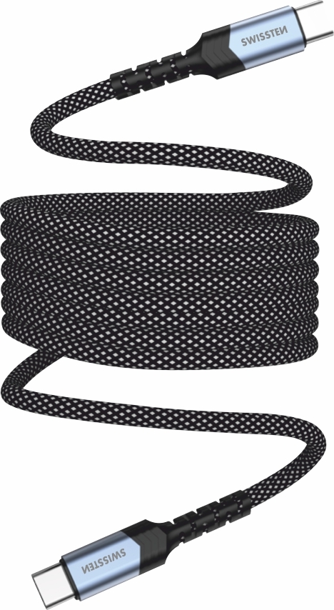 SWISSTEN MAGNETICKÝ DATOVÝ KABEL SAMONAVÍJECÍ USB-C / USB-C 1 M