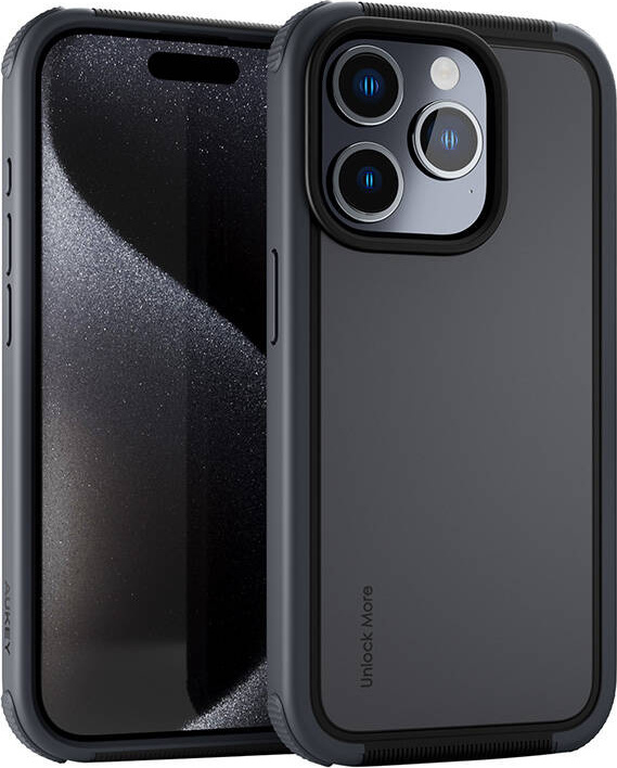 Pouzdro Aukey PC-UG10C pro iPhone 15 Pro (tmavě šedé)