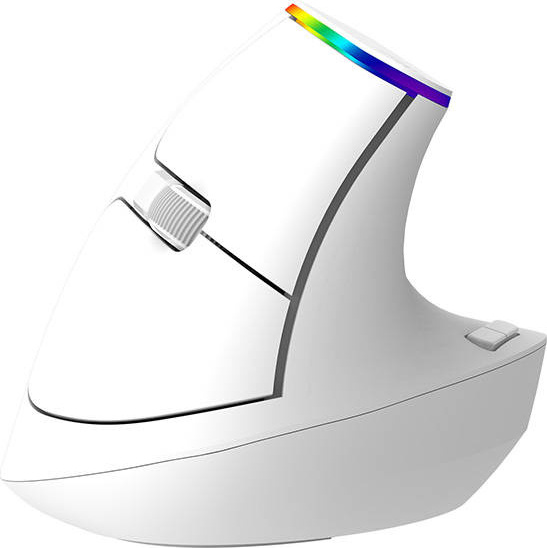 Bezdrátová vertikální myš Delux M618C 2,4G 1600DPI RGB (bílá)