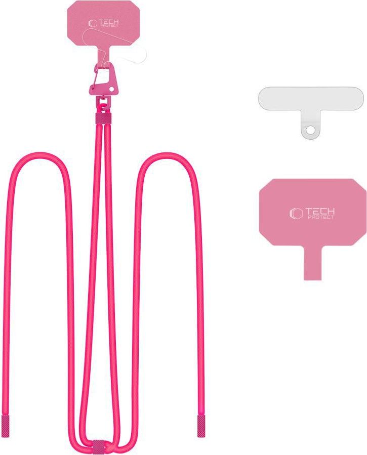 Šňůrka / Popruh na telefon TECH-PROTECT C5S ROPE CROSSBODY STRAP NEON PINK