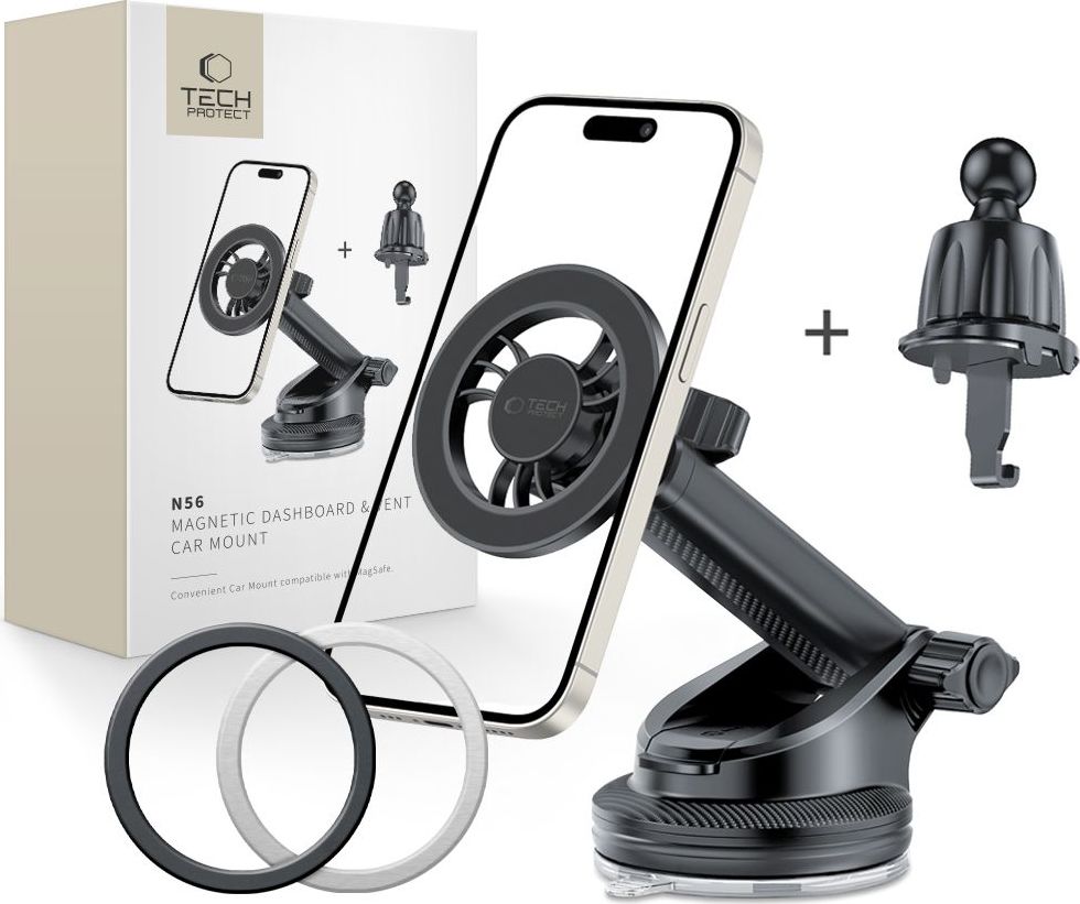 TECH-PROTECT N56 MAGNETIC MAGSAFE DASHBOARD & VENT CAR MOUNT BLACK