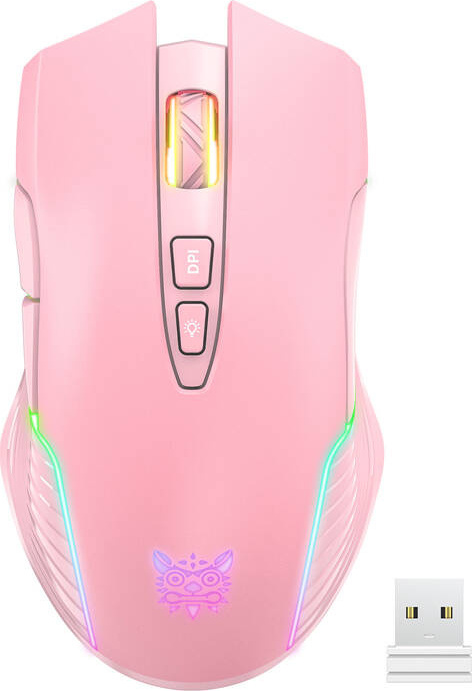 ONIKUMA CW905 Růžová 2,4G bezdrátová herní myš