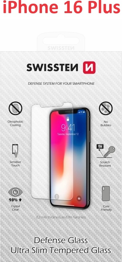 OCHRANNÉ TEMPEROVANÉ SKLO SWISSTEN PRO APPLE IPHONE 16 PLUS RE 2.5D