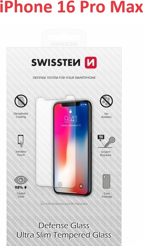 OCHRANNÉ TEMPEROVANÉ SKLO SWISSTEN PRO APPLE IPHONE 16 PRO MAX RE 2.5D