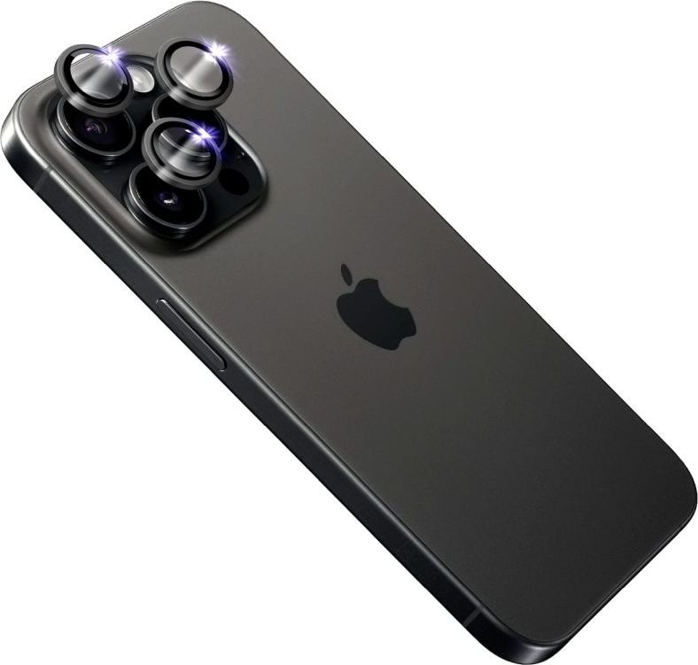 Safírová ochrana čoček fotoaparátů FIXED Sapphire Camera Glass pro Apple iPhone 15 Pro/15 Pro Max, černá