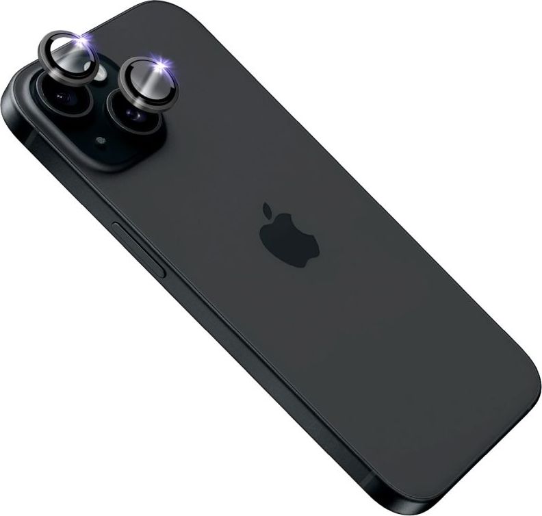 Safírová ochrana čoček fotoaparátů FIXED Sapphire Camera Glass pro Apple iPhone 15/15 Plus, černá