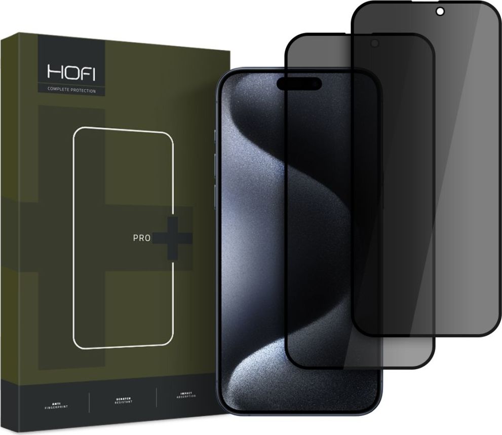 Tvrzené sklo zatmavující HOFI ANTI SPY GLASS PRO+ 2-PACK IPHONE 16 PRO MAX PRIVACY