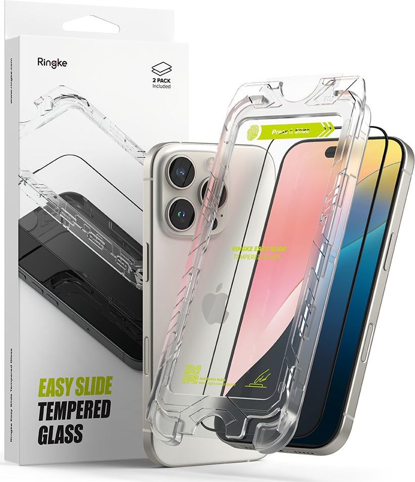 Tvrzené sklo RINGKE EASY SLIDE 2-PACK IPHONE 16 PRO BLACK