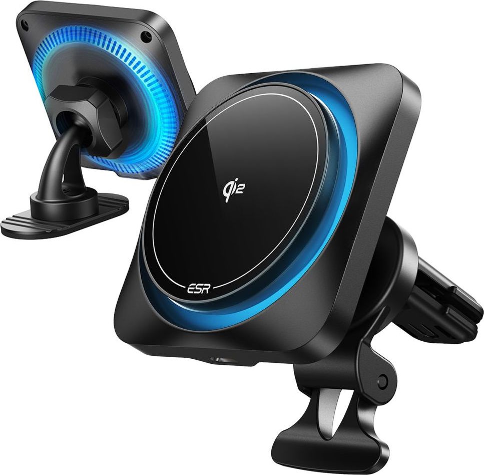 ESR HALOLOCK CRYOBOOST MAGNETIC MAGSAFE DASHBOARD & VENT CAR MOUNT WIRELESS CHARGER QI2 15W FROSTED ONYX
