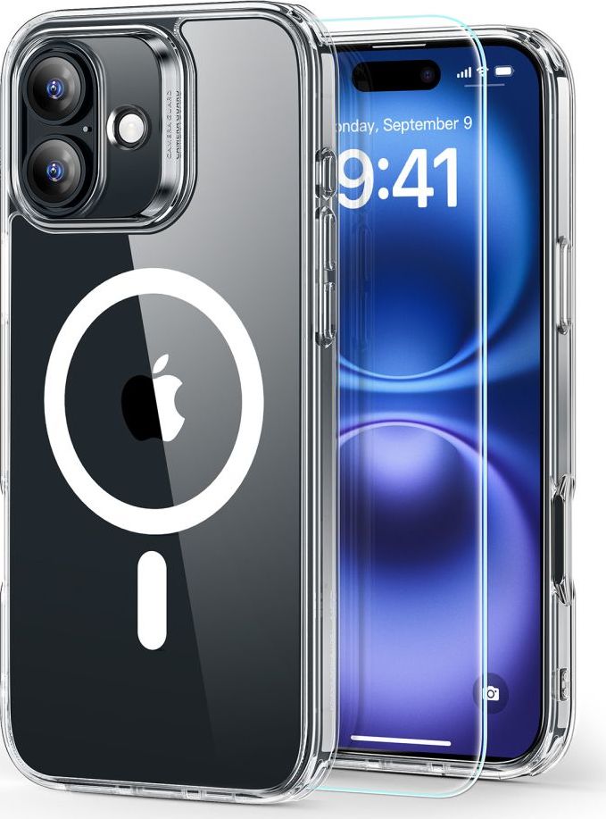 ESR CLASSIC HYBRID HALOLOCK MAGSAFE & TEMPERED GLASS IPHONE 16 CLEAR
