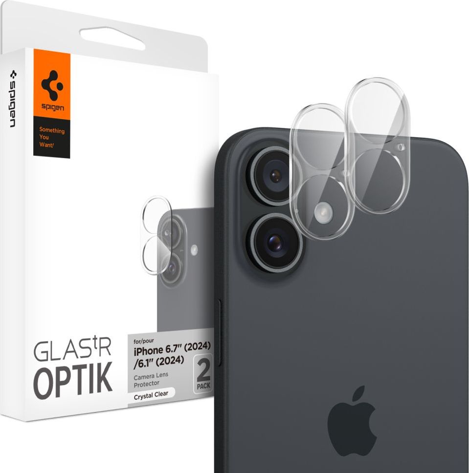 Ochranné sklo na čočku fotoaparátu SPIGEN OPTIK GLAS.TR CAMERA PROTECTOR 2-PACK IPHONE 16 / 16 PLUS CRYSTAL CLEAR