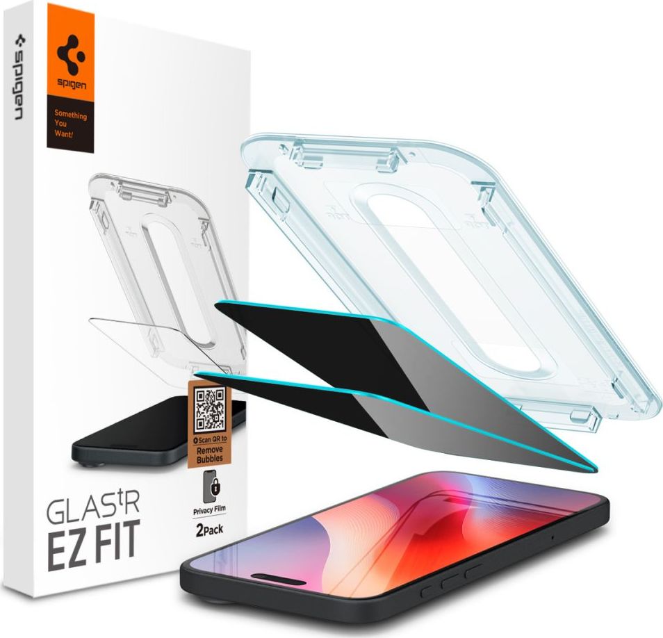 Zatmavující PRIVACY SPIGEN GLAS.TR ”EZ FIT” 2-PACK IPHONE 16 PRO MAX PRIVACY