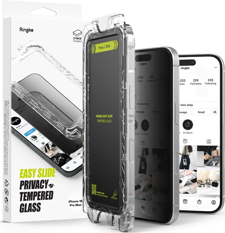 Tvrzené sklo zatmavující RINGKE EASY SLIDE 2-PACK IPHONE 16 PRO MAX PRIVACY