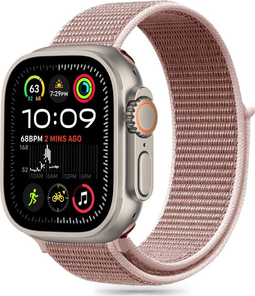 TECH-PROTECT ŘEMÍNEK NYLON APPLE WATCH 6 / 7 / 8 / 9 / 10 / SE / ULTRA 1 / 2 (44 / 45 / 46 / 49 MM) DUSTY ROSE