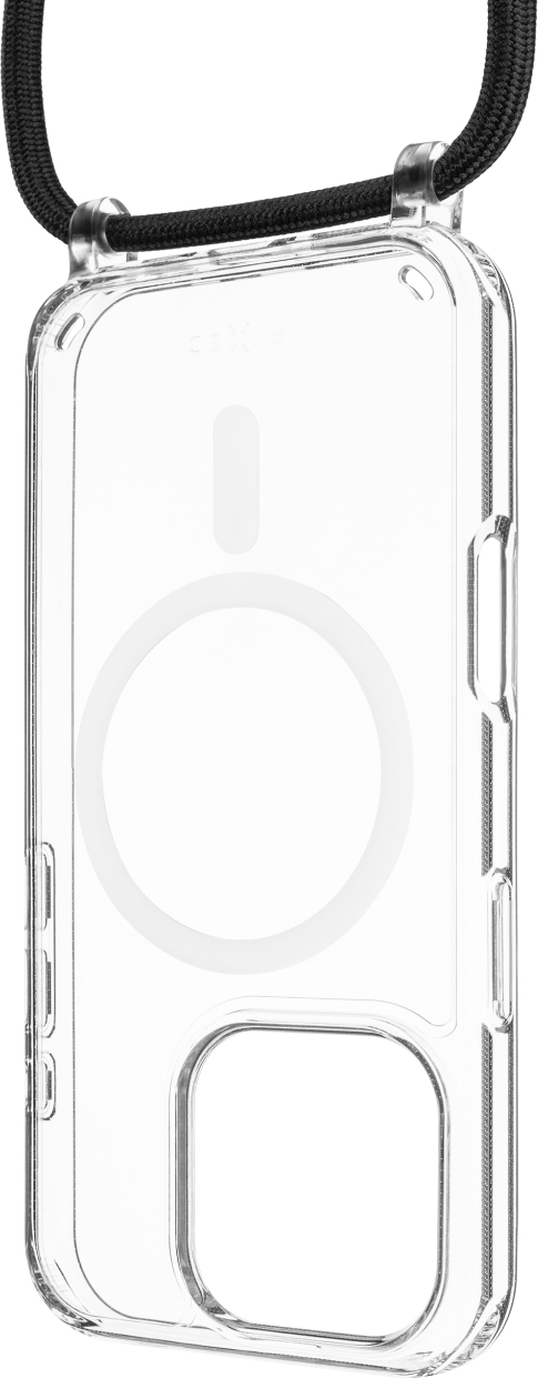 Pouzdro FIXED MagPure Neck s černou šňůrkou na krk pro Apple iPhone 16 Pro Max