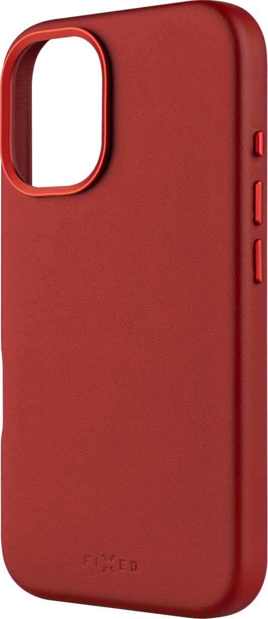 Kožený zadní kryt FIXED MagLeather s podporou MagSafe pro Apple iPhone 16, červený