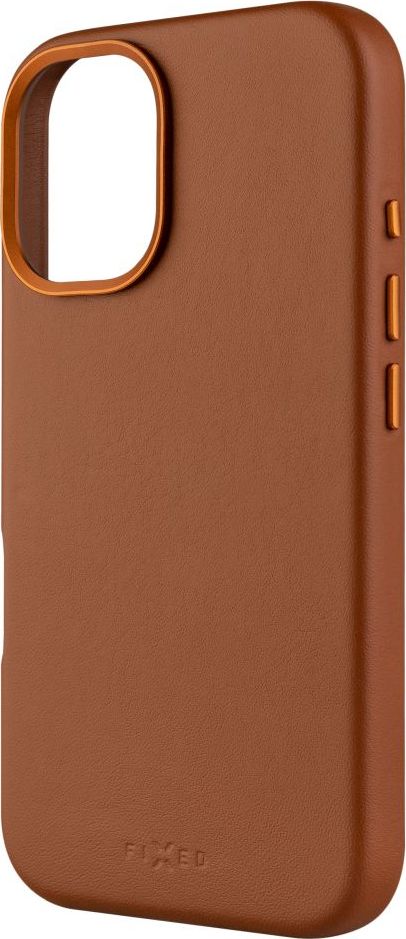 Kožený zadní kryt FIXED MagLeather s podporou MagSafe pro Apple iPhone 16, hnědý
