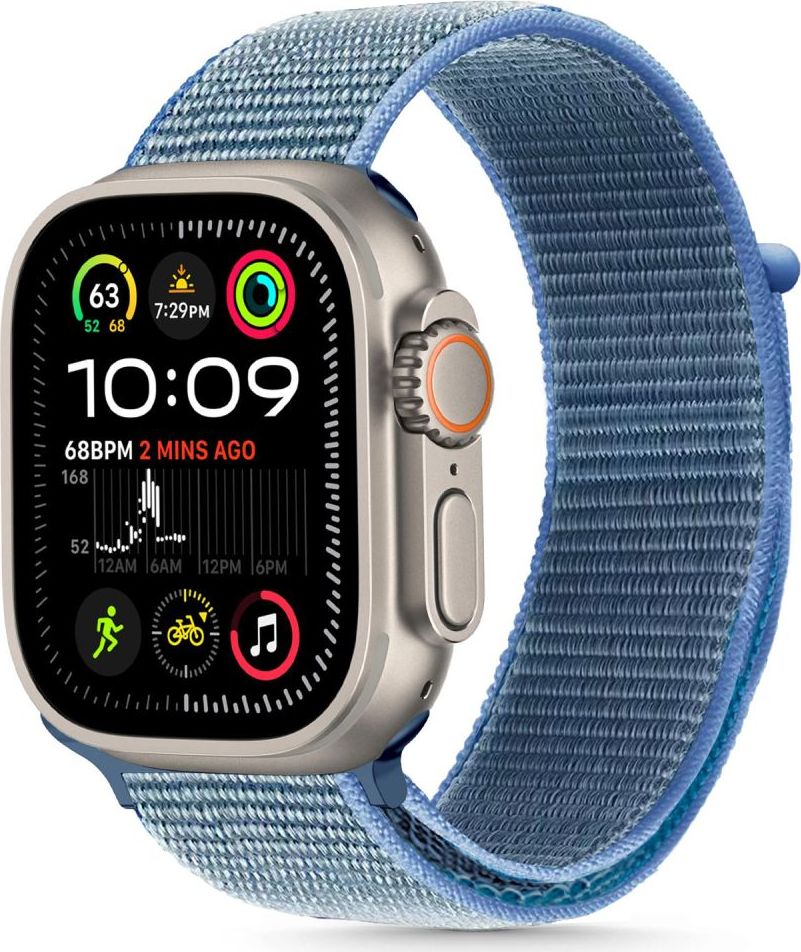 TECH-PROTECT ŘEMÍNEK NYLON APPLE WATCH 6 / 7 / 8 / 9 / 10 / SE / ULTRA 1 / 2 (44 / 45 / 46 / 49 MM) BABY BLUE