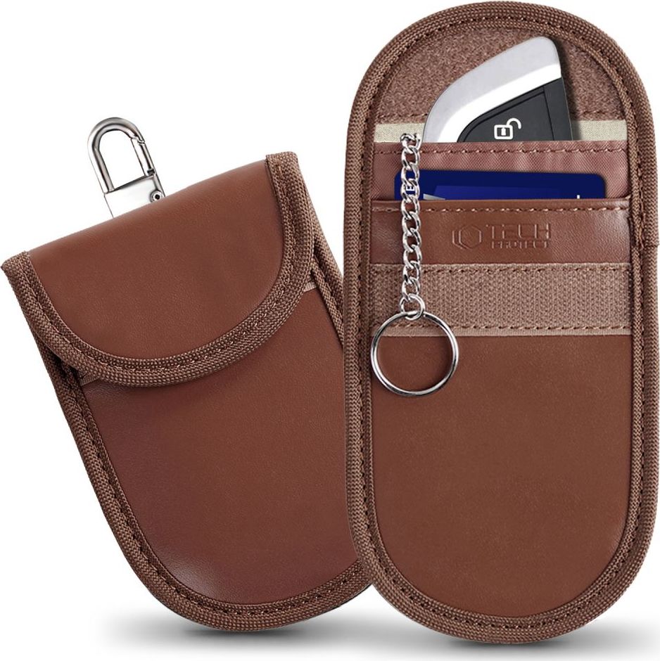 Faradayova klec TECH-PROTECT KLR100 POUCH KEYLESS RFID SIGNAL BLOCKER CASE ESPRESSO