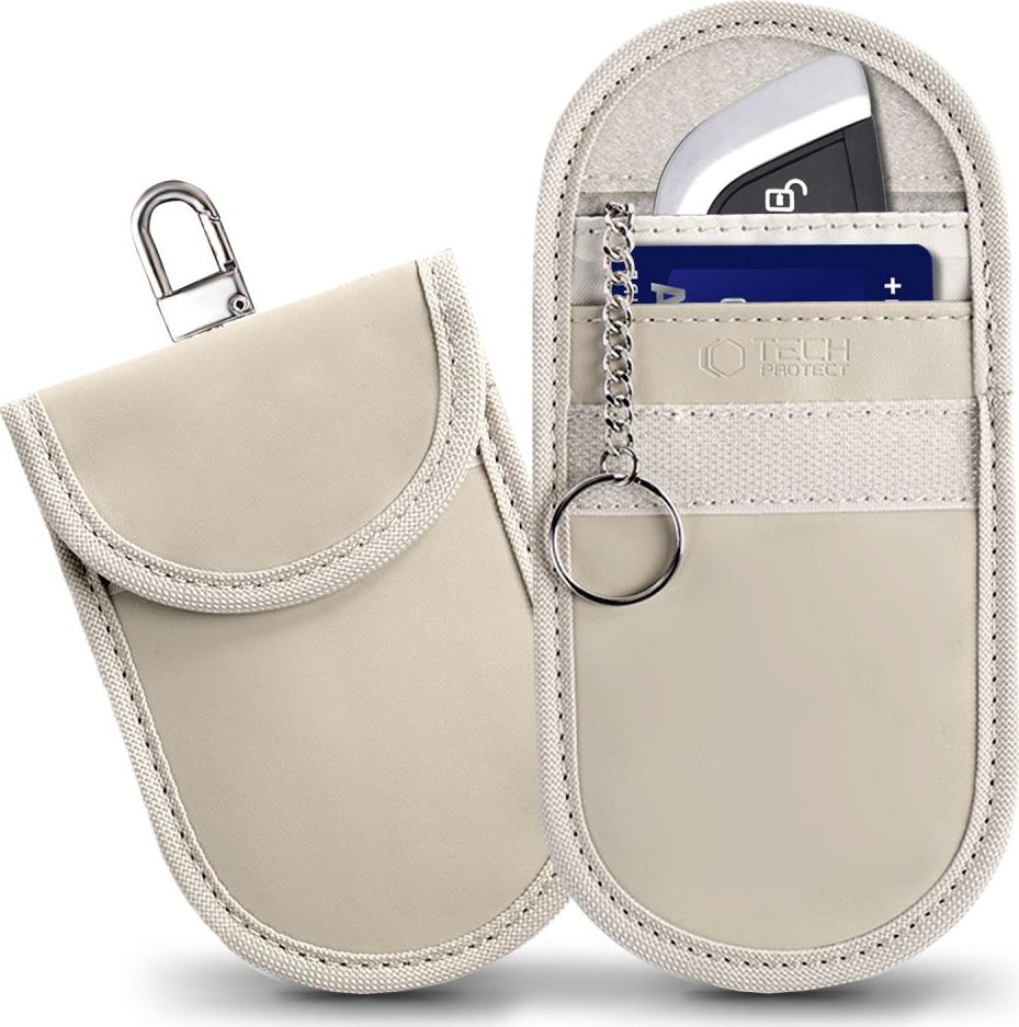Faradayova klec TECH-PROTECT KLR100 POUCH KEYLESS RFID SIGNAL BLOCKER CASE CAFFE LATTE