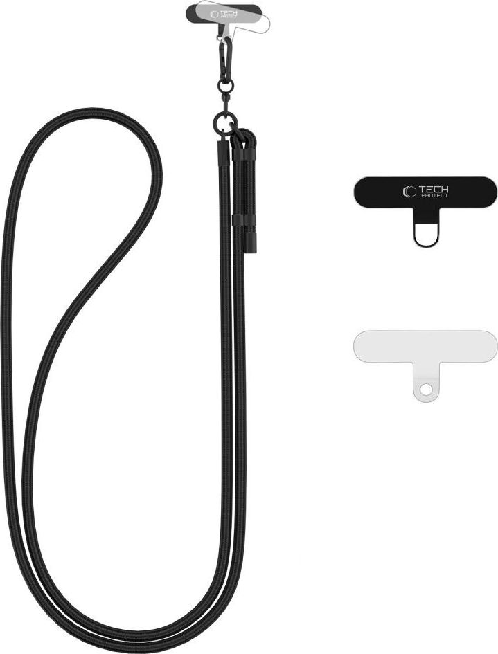 Šňůrka / Popruh na telefon TECH-PROTECT C1S ROPE CROSSBODY STRAP BLACK/BLACK