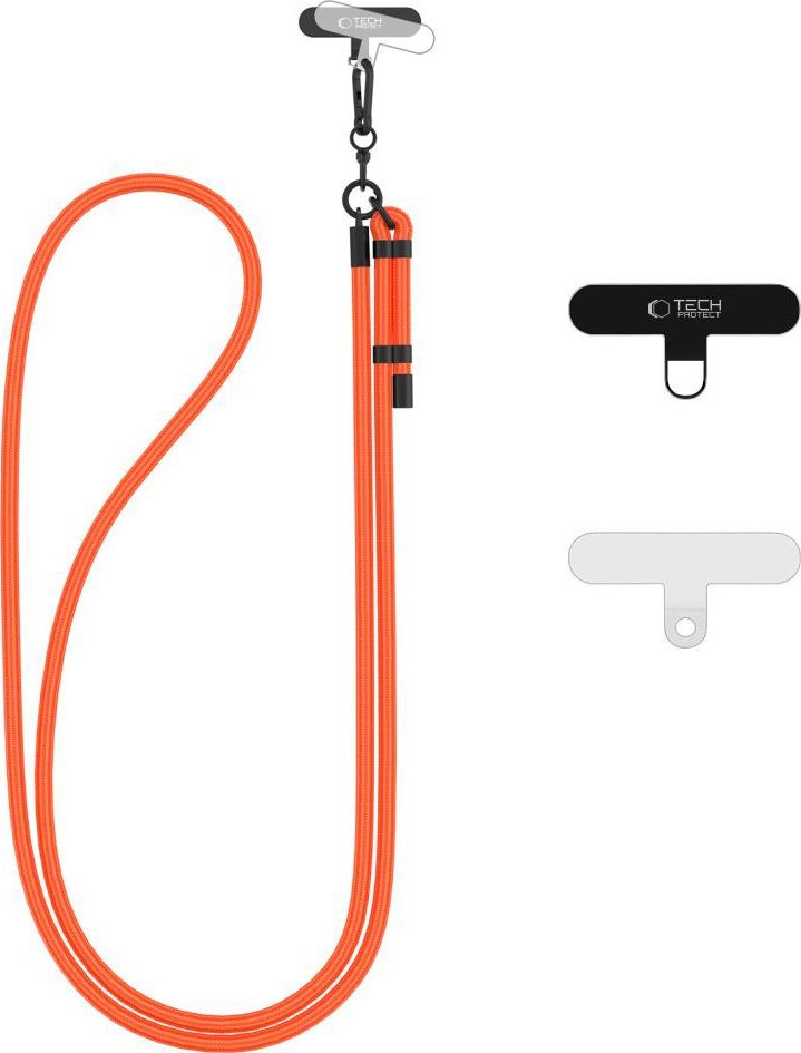 Šňůrka / Popruh na telefon TECH-PROTECT C1S ROPE CROSSBODY STRAP NEON ORANGE/BLACK