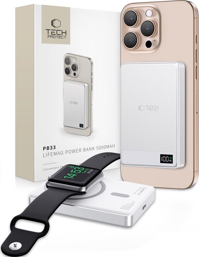 TECH-PROTECT PB33 LIFEMAG MAGSAFE POWER BANK 5000MAH SILVER