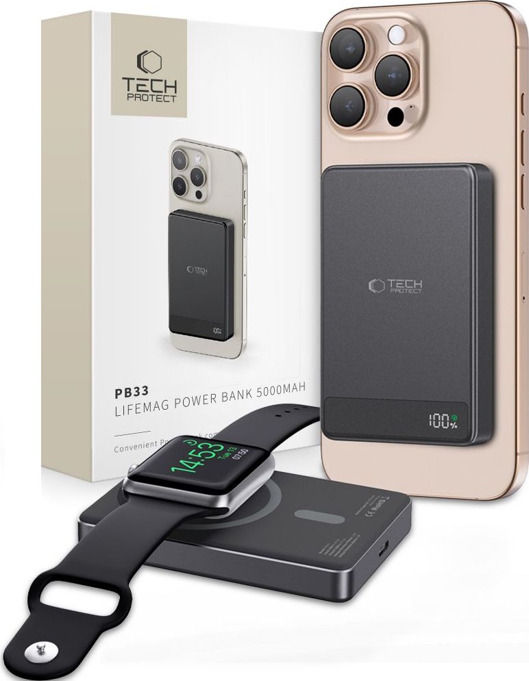 TECH-PROTECT PB33 LIFEMAG MAGSAFE POWER BANK 5000MAH BLACK