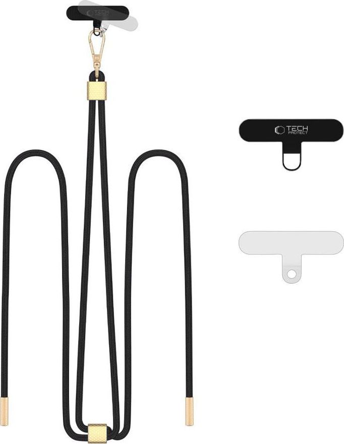 Šňůrka / Popruh na telefon TECH-PROTECT C2S ROPE CROSSBODY STRAP BLACK/GOLD