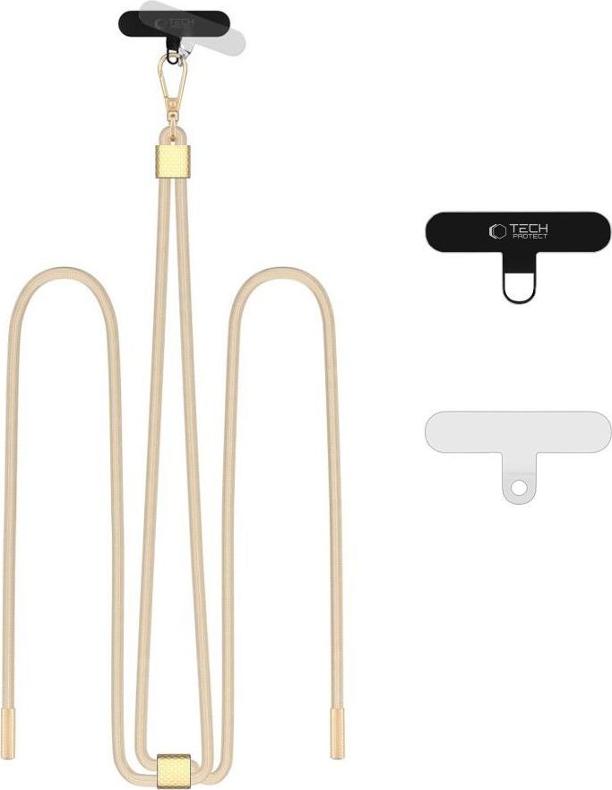 Šňůrka / Popruh na telefon TECH-PROTECT C2S ROPE CROSSBODY STRAP BEIGE/GOLD