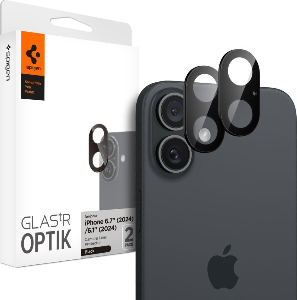 Ochranné sklo na čočku fotoaparátu SPIGEN OPTIK GLAS.TR CAMERA PROTECTOR 2-PACK IPHONE 16 / 16 PLUS BLACK