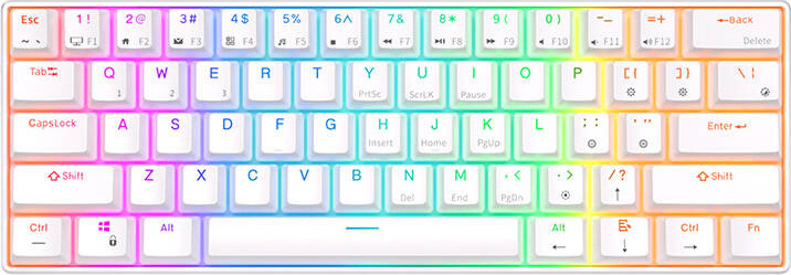 Mechanická klávesnice Royal Kludge RK61 RGB, červené spínače (bílé) anglická