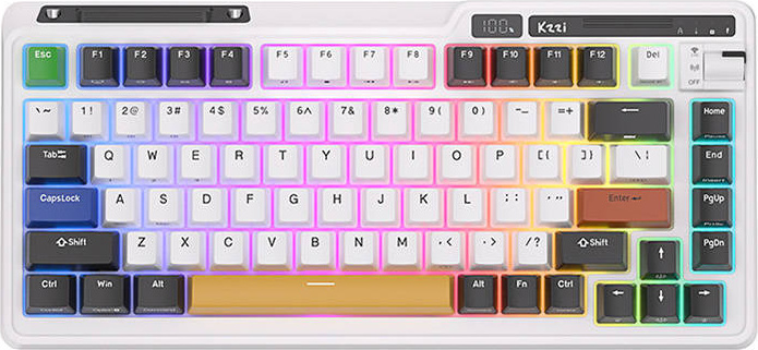 Bezdrátová mechanická klávesnice Royal Kludge KZZI K75 pro RGB, Moment Switch (černá a bílá) anglická
