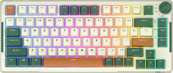 Bezdrátová mechanická klávesnice Royal Kludge RKH81 RGB, Sky cyan switch (zelený) anglická