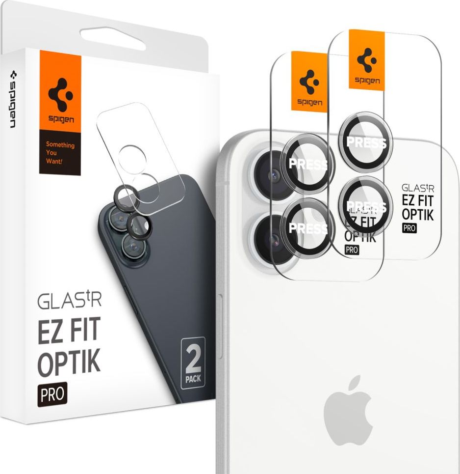 Ochranné sklo na čočku fotoaparátu SPIGEN OPTIK PRO GLAS.TR ”EZ FIT” CAMERA PROTECTOR 2-PACK IPHONE 16 / 16 PLUS CRYSTAL CLEAR