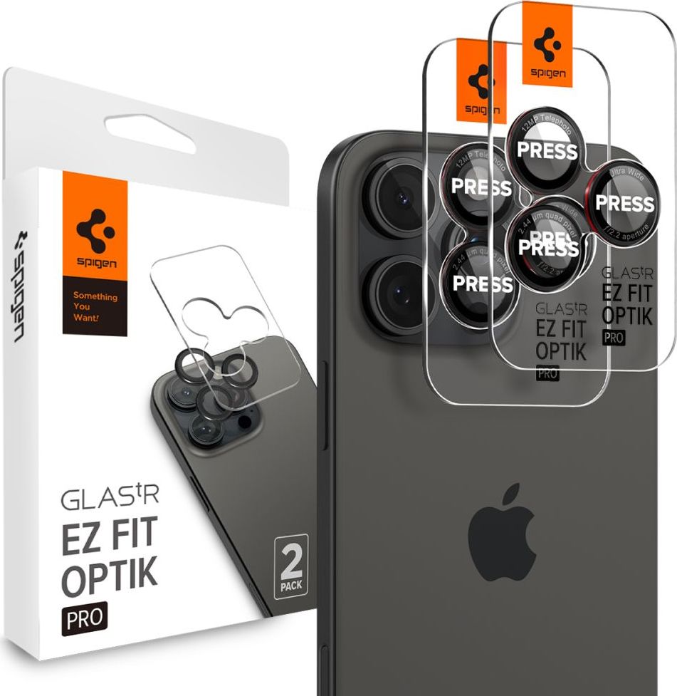 Ochranné sklo na čočku fotoaparátu SPIGEN OPTIK PRO L-SERIES GLAS.TR ”EZ FIT” CAMERA PROTECTOR 2-PACK IPHONE 14 PRO / PRO MAX / 15 PRO / PRO MAX / 16…